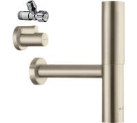 Juego de sifón de diseño AXOR flowstar de hansgrohe, con dos válvulas angulares y pulsadores, 51304820, Color: Níquel Cepillado
