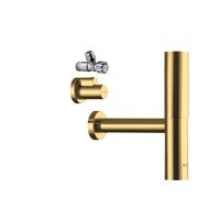 Juego de sifón de diseño AXOR flowstar de hansgrohe, con dos válvulas angulares y pulsadores, 51304990, Color: Óptica Oro Pulido
