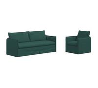 vidaXL Juego de Sofá 2 uds. Tela 196 x 82 x 85 cm Multicolor Verde oscuro