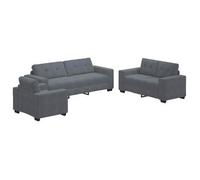 Juego De Sofá 3 Pcs Gris Oscuro 221 X 80 X 80 Cm Terciopelo Vidaxl