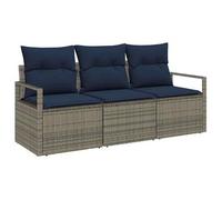 vidaXL Juego de Sofá 3 pcs Gris ratán sintético