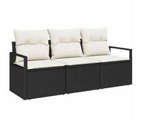 Juego De Sofá 3 Pcs Negro Ratán Sintético Vidaxl