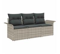 vidaXL Juego de Sofá con cojín 3 pcs ratán sintético Sofá exterior Sofá Gris Claro