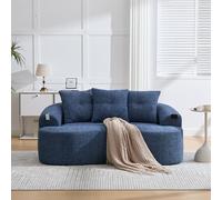 Juego de sofá curvado de dos plazas de estilo contemporáneo, cojines redondos y profundos con patrón de nubes de chenilla, diseño comprimido sin muelles, incluye tres cojines decorativos. Adecuado
