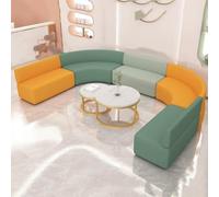 Juego de sofá curvado para sala de oficina, asiento creativo de ocio con cojines de tela suave para sala de descanso o sala de espera de invitados