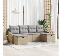 Juego De Sofá De Jardín De 6 Piezas Con Cojines Beige Ratán Sintético V5221 Unico / Gris