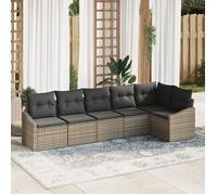 Juego De Sofá De Jardín De 6 Piezas Con Cojines Gris Poliratán V3253 Unico / Gris