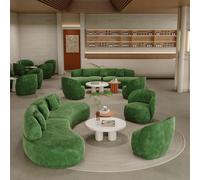 Juego de sofá modular curvo Boucle, sofá modular Crescent con 2 sillas tapizadas, elegante y moderno asiento de sala de estar, muebles cómodos para uso doméstico