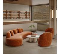 Juego de sofá modular curvo Boucle, sofá modular Crescent con 2 sillas tapizadas, elegante y moderno asiento de sala de estar, muebles cómodos para uso doméstico