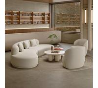 Juego de sofá modular curvo Boucle, sofá modular Crescent con 2 sillas tapizadas, elegante y moderno asiento de sala de estar, muebles cómodos para uso doméstico