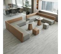 Juego de sofá modular de recepción, moderno asiento seccional para oficina, sala de espera, sofá de salón en forma de L con mesa de café otomanas