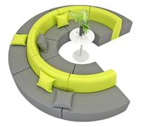 Juego de sofá y mesa curvos, diseño minimalista para oficina moderna o vestíbulo de hotel, banco cómodo con aspecto elegante, ideal para espacios contemporáneos