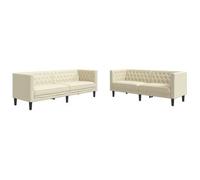 Juego De Sofás Chesterfield 2 Piezas Cuero Sintético Crema Vidaxl