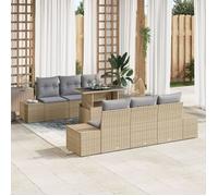 Juego De Sofás De Jardín De 7 Piezas Con Cojines Beige Ratán De Polietileno V2208 Unico / Beige