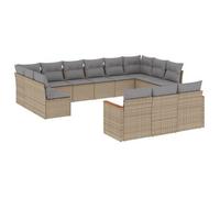 Juego De Sofás Jardín Con Cojines Beige Mezcla 13 Pzas Ratán Pe Vidaxl