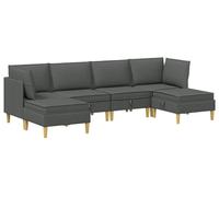Juego de sofás modulares vidaXL con espacio de almacenamiento, 6 piezas, color gris oscuro, tapizado en tela
