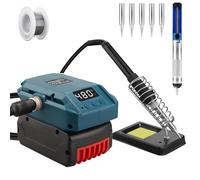 Juego de soldador inalámbrico para Bosch Professional 18 V System GBA batería, LCD de 60 W, temperatura ajustable 180-480 °C, con interruptor de encendido/apagado, varilla de succión, alambre de
