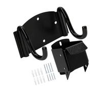 Juego de soportes de almacenamiento para carretilla de pared, gancho superior de metal negro y cuna inferior para garaje o cobertizo, organizador de pared, gancho de almacenamiento montado en