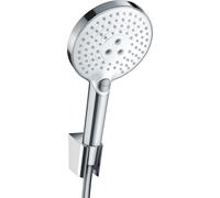 Juego de soportes de ducha Raindance Select S de tamaño manual 120 3jet con flexo de ducha de 160 cm, 26721400, Color: Cromado / Blanco