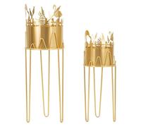 Juego de soportes para macetas en forma de flamenco, de metal, en color dorado, de las dimensiones 27x79 cm y 22.8x62 cm, marca Mauro Ferretti
