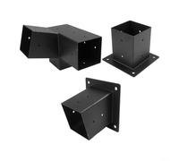 Juego de soportes para pérgola, juego de soportes inclinados para montaje en pared de techo para postes de 4 x 4 pulgadas, 3 vías y unidireccionales con base, acero negro, accesorios para cenador