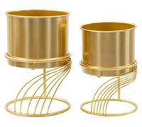Juego de soportes para plantas, modelo Spirally, de 2 piezas, metal dorado, dimensiones 23x35 cm y 20x30 cm, marca Mauro Ferretti