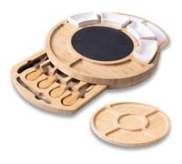 Juego De Tabla Quesos Bambú, Tablas Redondas Para Embutidos Y Cuchillo