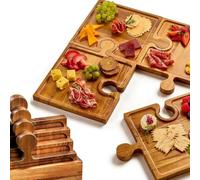 Juego de tablas de embutidos - Bandeja de 11,42 pulgadas | Bandeja de madera - Estilo , asas de madera grandes de madera, decoración de mesa moderna, aperitivos, frutas, queso, desse
