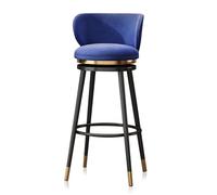 Juego de taburetes giratorios de terciopelo de 1/2/3/4 - Taburetes tapizados con patas traseras de metal, elegante asiento azul para cocina y bar del hogar, sillas altas de 65 cm
