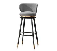 Juego de taburetes giratorios de terciopelo tapizados de 1/2/3/4 con respaldo, elegantes sillas altas de cocina, patas de metal, color gris, 65 cm / 25.6in, para decoración del hogar