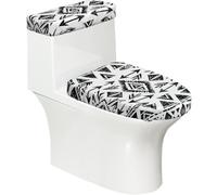 Juego de tapa de inodoro elástica y cubierta de tanque con estampado de flecha tribal, decoración de baño elástica suave para decoración ovalada en forma de U