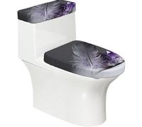 Juego de tapa de inodoro elástica y cubierta de tanque de cristal de plumas, decoración de baño elástica suave para decoración de baño ovalada en forma de U