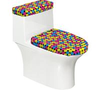 Juego de tapa de inodoro elástica y cubierta de tanque de lunares, decoración de baño elástica suave para decoración de baño ovalada en forma de U