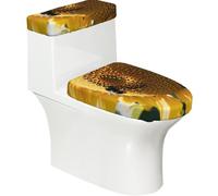 Juego de tapa de inodoro elástica y cubierta de tanque de polen de abeja y girasol, decoración de baño elástica suave para decoración ovalada en forma de U