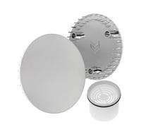 Juego de tapa y tubo de inmersión para desagüe de ducha, Ø 115 mm, compatible con juego de desagüe Viega Tempoplex a partir del año de construcción 2006, tapa ABS cromada, sección de tubo blanca