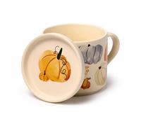 Juego de taza de porcelana y posavasos/tapa - Calabaza - Té, desayuno, café