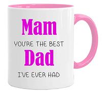Juego de taza y caja de regalo con texto en inglés Mam You're The Best Dad, regalo para mamá, regalo para el día del padre, regalos para padrastro