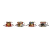 Juego de tazas con platos home esprit amarillo rojo porcelana 12,5 x 1