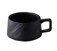 Juego de tazas de café, con textura de roca en relieve, taza de té de cerámica, taza de capuchino (taza negra)