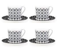Juego de tazas de café de 4 piezas con platillos, porcelana, 210 ml, diámetro 8 cm