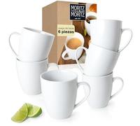 Juego de tazas de café Moritz & Moritz BASIC blanco 6 piezas - aprox. 300 ml de porcelana - diseño elegante con asa - Perfecta para café, té, chocolate caliente, capuchino