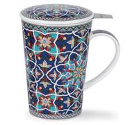Juego de tazas de porcelana fina, de 0,44 litros, con infusor y detalles dorados