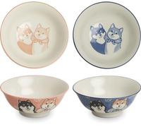 Juego de tazón japonés udon - Set de 2 piezas - Perros Shiba - Juego de cuencos - Grande - Fideos - Miso - Sopa - Cuenco de desayuno - Tazón de frutas - Tazón de carne - Tazón de arroz - Cuenco de