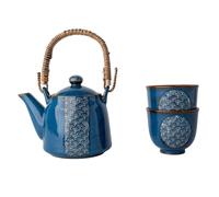 Juego de té BLUE WAVE, juego de 3 piezas, azul, cerámica, MIJ