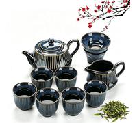 Juego de té chino Gongfu, de porcelana, de 10 piezas, hermoso juego de tetera de cerámica