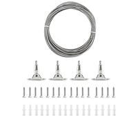 Juego de tensado de cable QWORK, 10 metros de cable de acero recubierto de PVC de 2 mm y abrazadera de montaje de 4 piezas con tacos de tornillo