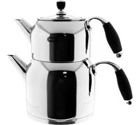 Juego de teteras de acero inoxidable 18/10 con mangos de silicona: práctico, elegante y duradero. 0,7L + 1,5L