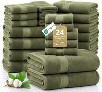 Juego de toallas de algodón 100% para baño, de 24 piezas, hiladas en anillo, de felpa, ultra suaves y absorbentes, que incluye: 2 toallas de baño, 4 toallas de mano pequeñas, 4 toallas para bañera, 6 