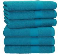 Juego de toallas Unyqoos® de 6 piezas – suaves, 100% algodón, 50 x 100 cm, color azul petróleo | ideal para deportes, playa y viajes, de gran absorción, de secado rápido, apto para lavado hasta 60°C
