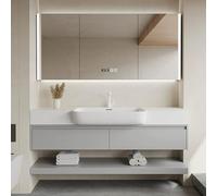Juego de tocador de baño con armario de lavabo montado en la pared, moderno espejo de almacenamiento, diseño que ahorra espacio para baños elegantes